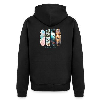 Bahamas Design – Beach & Sea Holiday Motif - Unisex Premium Organic Zip Hoodie - black - Back - Nico (187cm)