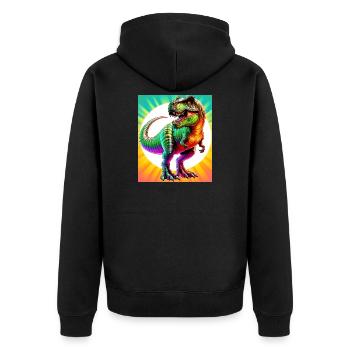 Dinosaurier - Unisex Premium Bio Zip Hoodie - Schwarz - Hinten - Nico (187cm)