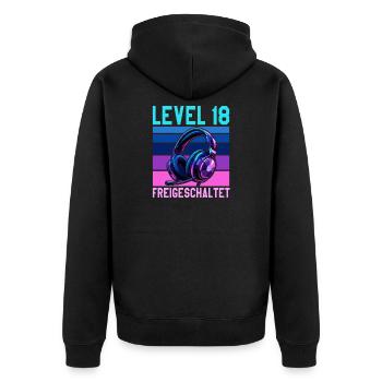 18. Geburtstag Junge Mädchen Gamer Level 18 - Unisex Premium Bio Zip Hoodie - Schwarz - Hinten - Nico (187cm)