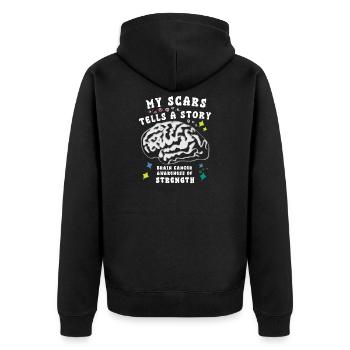 Brain Tumor Education, Fighter, Brain Tumor Education - Unisex Premium Organic Zip Hoodie - black - Back - Nico (187cm)