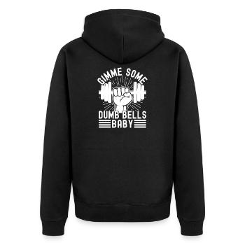 Gym Junkies Gimme Some Dumb Bells Calisthenics - Unisex Premium Organic Zip Hoodie - black - Back - Nico (187cm)