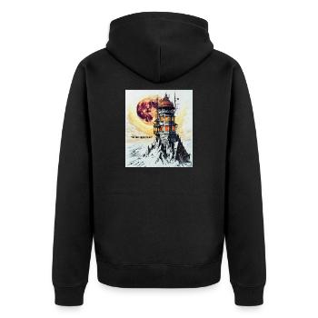 The Last Signal Home Beacon - Unisex Premium Organic Zip Hoodie - black - Back - Nico (187cm)