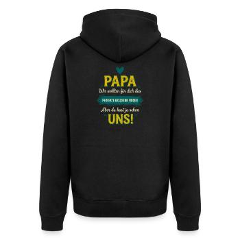 Papa Perfektes Geschenk Lustiger Spruch - Unisex Premium Bio Zip Hoodie - Schwarz - Hinten - Nico (187cm)