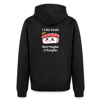 Charme de mème sushi - Veste à capuche bio Premium Unisexe - noir - Dos - Nico (187cm)
