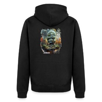 Raum in Woods Dome - Unisex Premium Bio Zip Hoodie - Schwarz - Hinten - Nico (187cm)