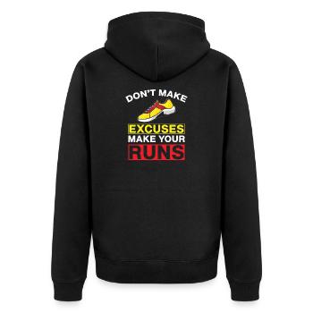 Running Don´t Make Excuses Marathon Runner Gift - Unisex Premium Bio Zip Hoodie - Schwarz - Hinten - Nico (187cm)