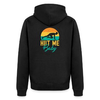 Fitness Fanatics Hiit Me Baby Calisthenics Gym - Unisex Premium Bio Zip Hoodie - Schwarz - Hinten - Nico (187cm)