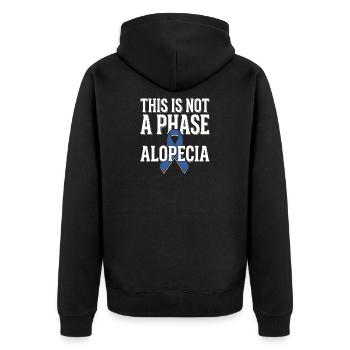 Alopezie-bewusstsein Alopecia Areata Haarausfall - Unisex Premium Bio Zip Hoodie - Schwarz - Hinten - Nico (187cm)