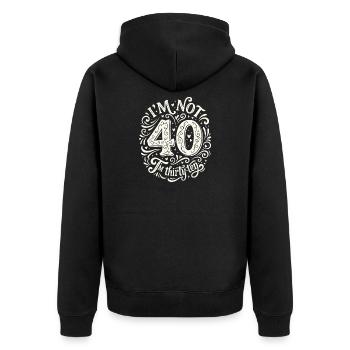 Ich Bin Nicht 40, Ich Habe 30. Geburtstag - Unisex Premium Bio Zip Hoodie - Schwarz - Hinten - Nico (187cm)