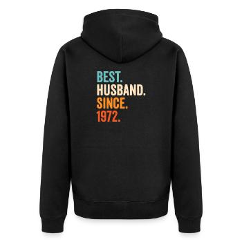 Best Husband Since 1972 - Unisex Premium Organic Zip Hoodie - black - Back - Nico (187cm)
