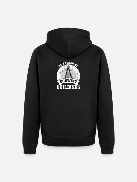 I'd rather draw buildings - Unisex Premium Organic Zip Hoodie - black