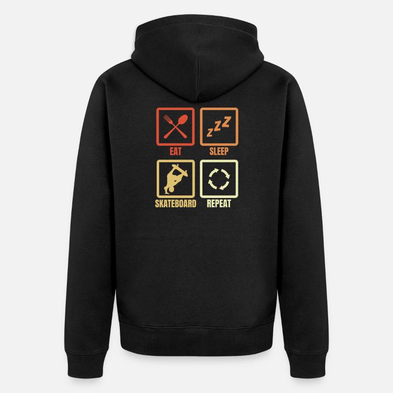 Mange Sommeil Skateboard Répéter - Veste à capuche bio Premium Unisexe - noir