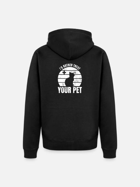 I would rather treat pets - Unisex Premium Organic Zip Hoodie - black