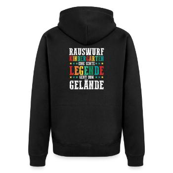 Eine Legende Geht vom Gelände - Unisex Premium Bio Zip Hoodie - Schwarz - Hinten - Nico (187cm)