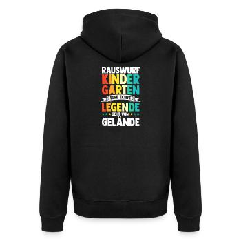 Eine Legende Geht vom Gelände - Unisex Premium Bio Zip Hoodie - Schwarz - Hinten - Nico (187cm)
