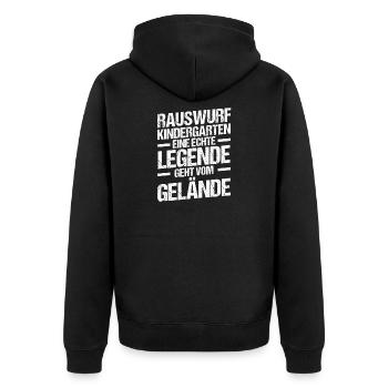 Eine Legende Geht vom Gelände - Unisex Premium Bio Zip Hoodie - Schwarz - Hinten - Nico (187cm)