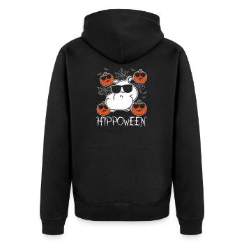 Safari Afrique Faune du Serengeti hippopotame d’Halloween - Veste à capuche bio Premium Unisexe - noir - Dos - Nico (187cm)