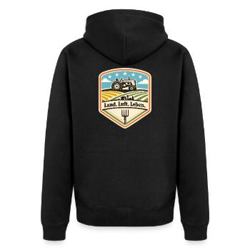 Land Luft Leben Traktor Schild - Unisex Premium Bio Zip Hoodie - Schwarz - Hinten - Nico (187cm)