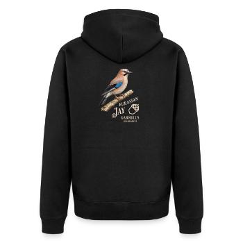 Eurasian Jay Eichelhäher Vogel Design - Unisex Premium Bio Zip Hoodie - Schwarz - Hinten - Nico (187cm)