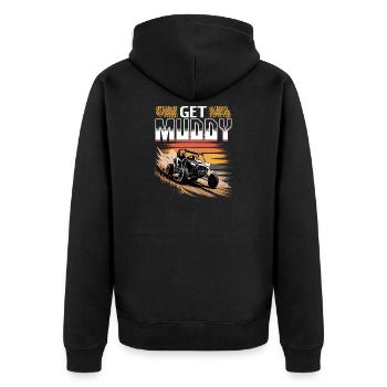 UTV Off Road 4 Wheeler Side by side - Unisex Premium Bio Zip Hoodie - Schwarz - Hinten - Nico (187cm)