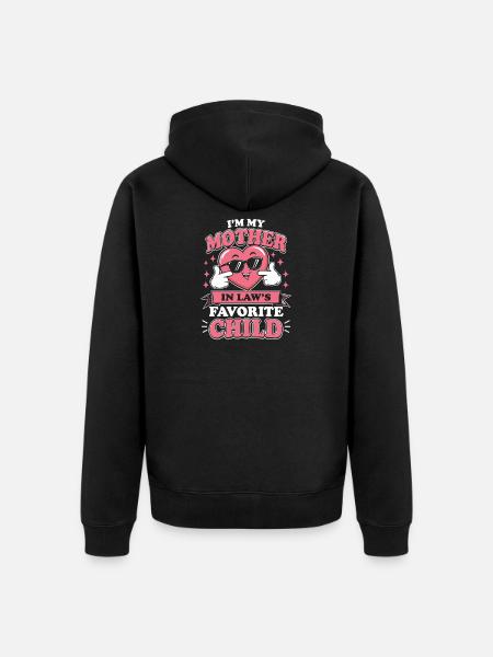 Schwiegermutter Lieblingskind Herz - Unisex Premium Bio Zip Hoodie - Schwarz