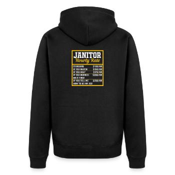 Hausmeister Stundenlohn - Unisex Premium Bio Zip Hoodie - Schwarz - Hinten - Nico (187cm)