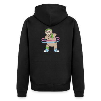 Hula Hup Hullern Huller Hoop Faultier - Unisex Premium Bio Zip Hoodie - Schwarz - Hinten - Nico (187cm)