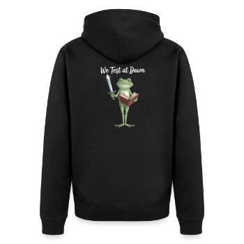 Frog Knight Reading Sword - Unisex Premium Organic Zip Hoodie - black - Back - Nico (187cm)