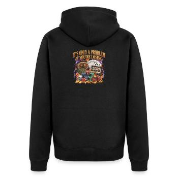 Es ist nur dann ein Problem, wenn man im Casino ve - Unisex Premium Bio Zip Hoodie - Schwarz - Hinten - Nico (187cm)