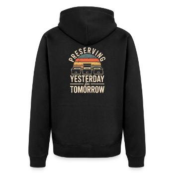 Gestern für morgen bewahren - Unisex Premium Bio Zip Hoodie - Schwarz - Hinten - Nico (187cm)