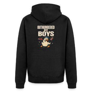 En infériorité numérique par les garçons - Veste à capuche bio Premium Unisexe - noir - Dos - Nico (187cm)