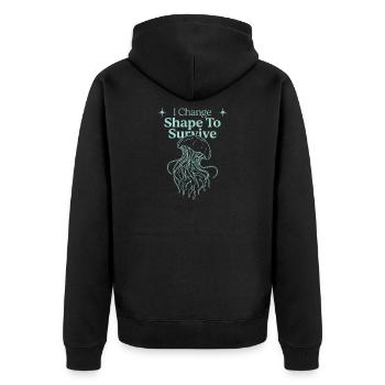 Qualle Ozeanqualle Flowy Soft Ocean Marine - Unisex Premium Bio Zip Hoodie - Schwarz - Hinten - Nico (187cm)