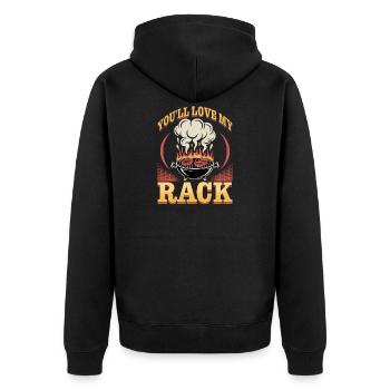 BBQ Grilling Meat Smoking Barbecue - Unisex Premium Bio Zip Hoodie - Schwarz - Hinten - Nico (187cm)