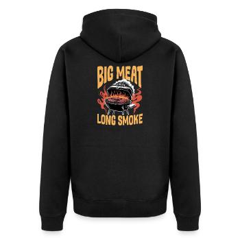 BBQ Grilling Meat Smoking Barbecue - Unisex Premium Bio Zip Hoodie - Schwarz - Hinten - Nico (187cm)