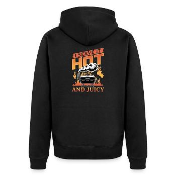 BBQ Grilling Meat Smoking Barbecue - Unisex Premium Bio Zip Hoodie - Schwarz - Hinten - Nico (187cm)