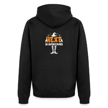 Hexe in Ausbildung - Unisex Premium Bio Zip Hoodie - Schwarz - Hinten - Nico (187cm)