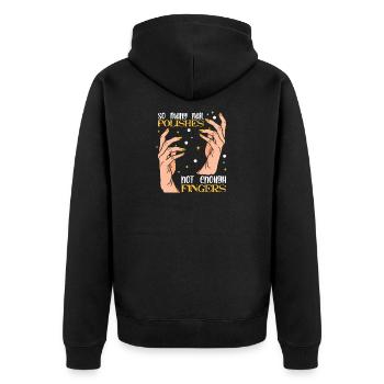 Nageldesigner Nageldesignerin Kosmetik Nagelstudio - Unisex Premium Bio Zip Hoodie - Schwarz - Hinten - Nico (187cm)