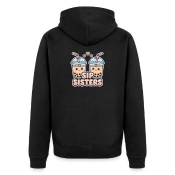 Sip Sisters Boba Tea Meilleures amies mignonnes au bubble tea - Veste à capuche bio Premium Unisexe - noir - Dos - Nico (187cm)