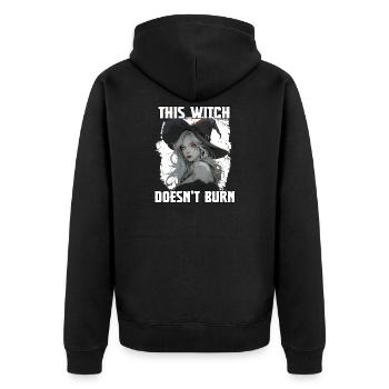Hexen Damen T Hexen Spruch | Halloween Party Hexen - Unisex Premium Bio Zip Hoodie - Schwarz - Hinten - Nico (187cm)