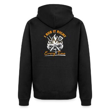 BBQ Grilling Meat Smoking Barbecue - Unisex Premium Bio Zip Hoodie - Schwarz - Hinten - Nico (187cm)