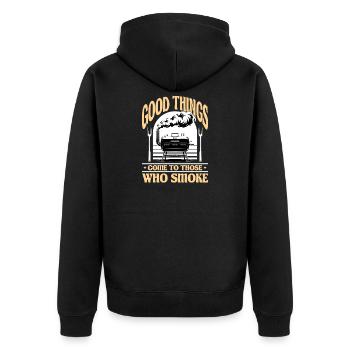 BBQ Grilling Meat Smoking Barbecue - Unisex Premium Bio Zip Hoodie - Schwarz - Hinten - Nico (187cm)