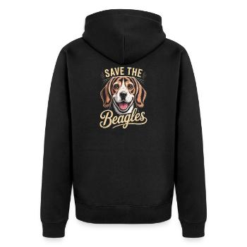 Save the Beagles - Unisex Premium Organic Zip Hoodie - black - Back - Nico (187cm)