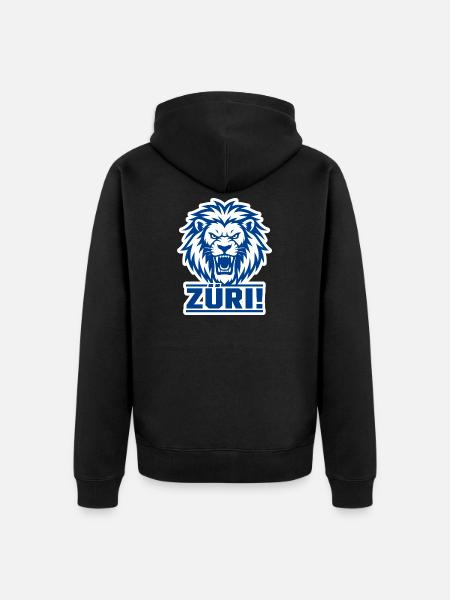 Zurich Lion - Unisex Premium Organic Zip Hoodie - black