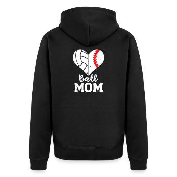 Ball Mom Heart Split - Unisex Premium Organic Zip Hoodie - black - Back - Nico (187cm)