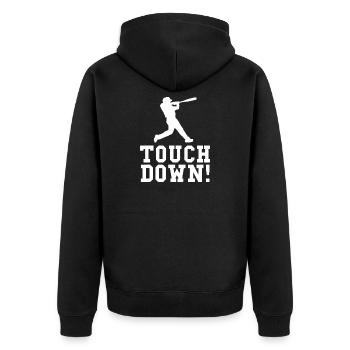 Touchdown Silhouette Tee - Unisex Premium Bio Zip Hoodie - Schwarz - Hinten - Nico (187cm)