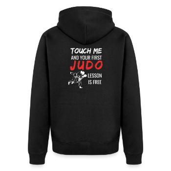 Touch Me Judo: Free Lesson - Unisex Premium Organic Zip Hoodie - black - Back - Nico (187cm)