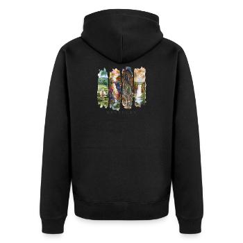 Voyage de vacances dans le Kentucky – Motif chevaux et nature - Veste à capuche bio Premium Unisexe - noir - Dos - Nico (187cm)