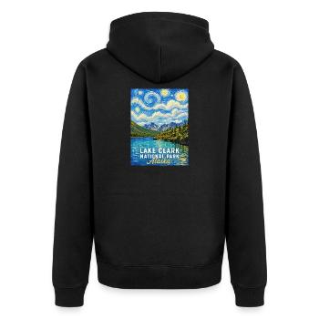 Art paysager de Lake Clark en Alaska - Veste à capuche bio Premium Unisexe - noir - Dos - Nico (187cm)