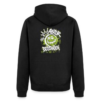 Graffiti Zombie Street Art Grün Abitur 2026 - Unisex Premium Bio Zip Hoodie - Schwarz - Hinten - Nico (187cm)