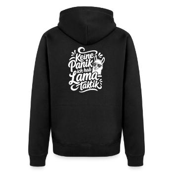 Lama Drama Kein Problem Spruch Humor - Unisex Premium Bio Zip Hoodie - Schwarz - Hinten - Nico (187cm)